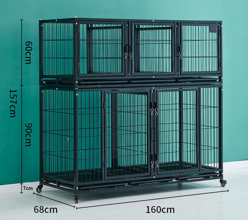 PG-0379 Gaiolas duplas e cinco quartos Gaiola multifuncional para animais de estimação Gaiola para cães hospitalares Gaiola para reprodução Gaiola para animais de estimação de grande, médio e pequeno porte Isolamento de gaiola para cães multicamadas 