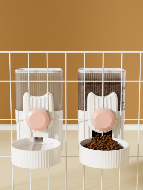 PG-0326   Automatic Dog Cat Feeder and Water Dispenser Gravity Food Feeder and Waterer Set with Pet Food Bowl for Small Medium Dog Puppy Kitten