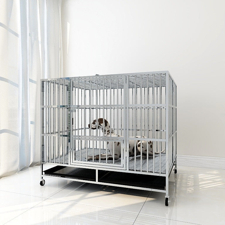 PG-0456   Foldable Stainless steel dog cage With feeding door Series Large dog folding small dog square kennel with toilet indoor pet cage