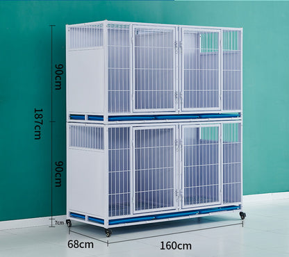 PG-0380   Double cages & four rooms Pet boarding cage Hospital dog cage Breeding cage Show cage pet large, medium and small dogs Multi-layer dog cage isolation