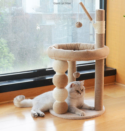 Cat climbing frame cat litter integrated sisal cat scratching post Cat bed Pet bed cat scratching board does not drop crumbs cat tree