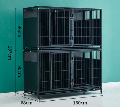 PG-0380   Double cages & four rooms Pet boarding cage Hospital dog cage Breeding cage Show cage pet large, medium and small dogs Multi-layer dog cage isolation