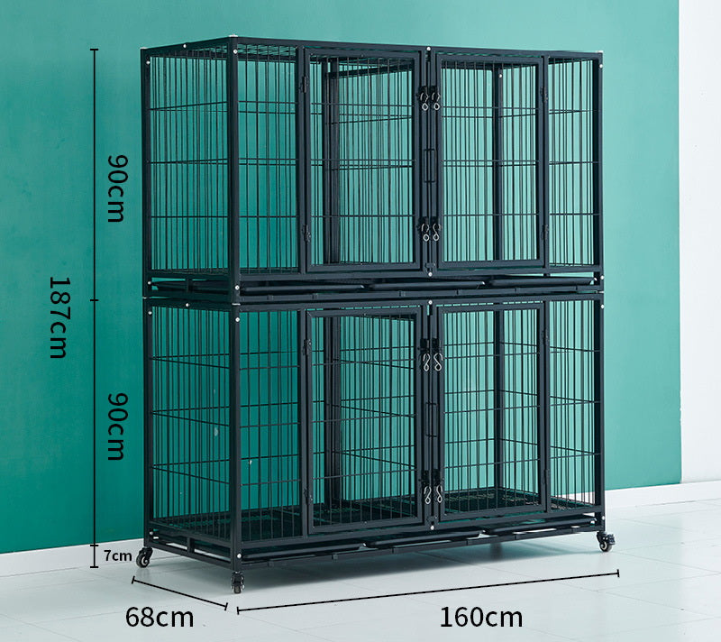 PG-0381   Double cages & four rooms Multifunction Pet boarding cage Hospital dog cage Breeding cage Show cage pet large, medium and small dogs Multi-layer dog cage isolation