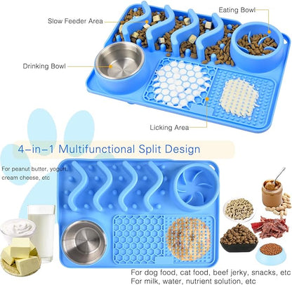 PG-0312   Slow Feeder Bowl Lick Mat for Dogs, Silicone Interactive Pet Food Mat Feeding Licking Pad for Large/Medium/Small Breed Dogs Cats, Bloat Stop Anxiety Relief Healthy Eating Puzzle Mat with Suction Cups