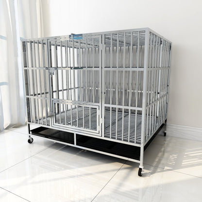 PG-0453   Foldable Stainless steel dog cage Series Large dog folding small dog square kennel with toilet indoor pet cage