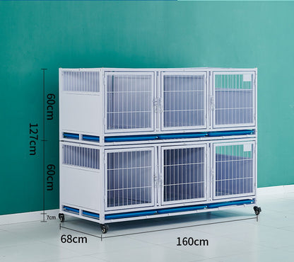 PG-0382   Double cages & six rooms Pet boarding cage Hospital dog cage Breeding cage Show cage pet large, medium and small dogs Multi-layer dog cage isolation