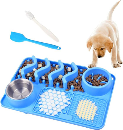 PG-0312   Slow Feeder Bowl Lick Mat for Dogs, Silicone Interactive Pet Food Mat Feeding Licking Pad for Large/Medium/Small Breed Dogs Cats, Bloat Stop Anxiety Relief Healthy Eating Puzzle Mat with Suction Cups