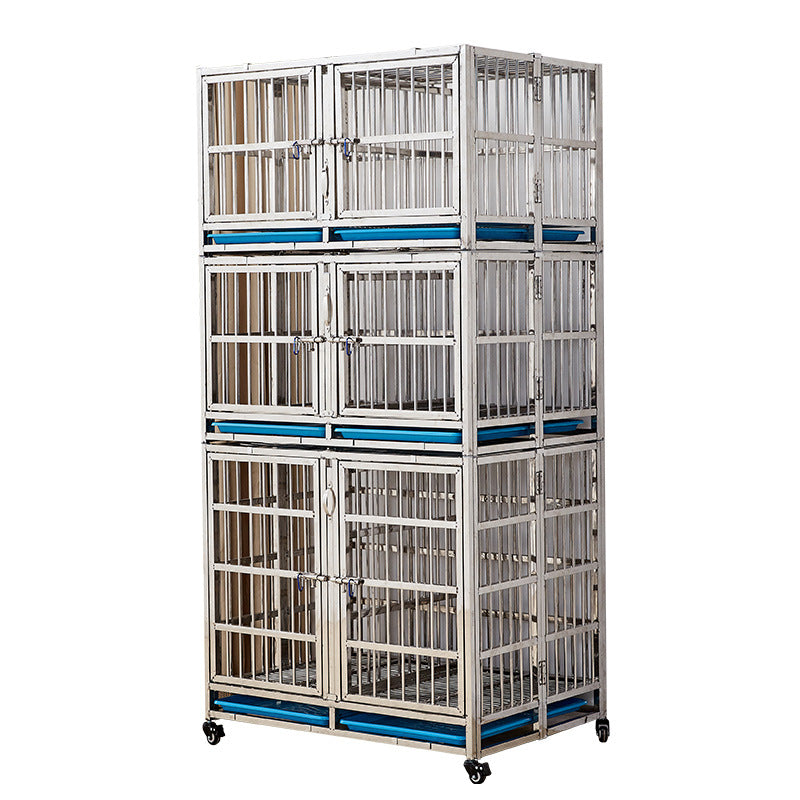 PG-0439   105  Three-deck & Five Rooms Veterinary Stainless Steel Dog Kennel Cages Equipment Animal Cages