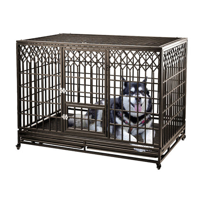 PG-0472  Dog cage With feeding door Series Large dog folding small dog square kennel with toilet indoor pet cage