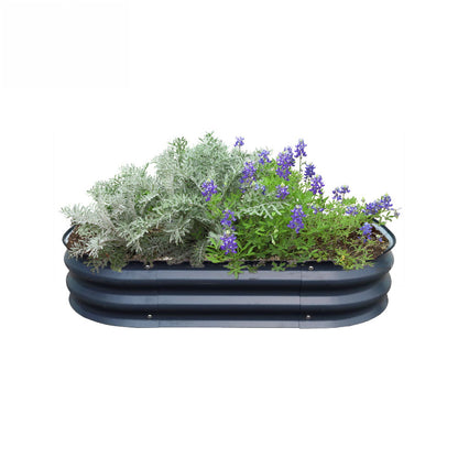 PG-0226  Garden Bed Kit   8 inch Oval Metal Planter Box for Vegetables, Rubber Strip Edging and Weed Barrier Included