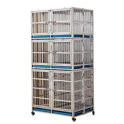 PG-0435   105C  double-deck & Four Rooms Veterinary Stainless Steel Dog Kennel Cages Equipment Animal Cages