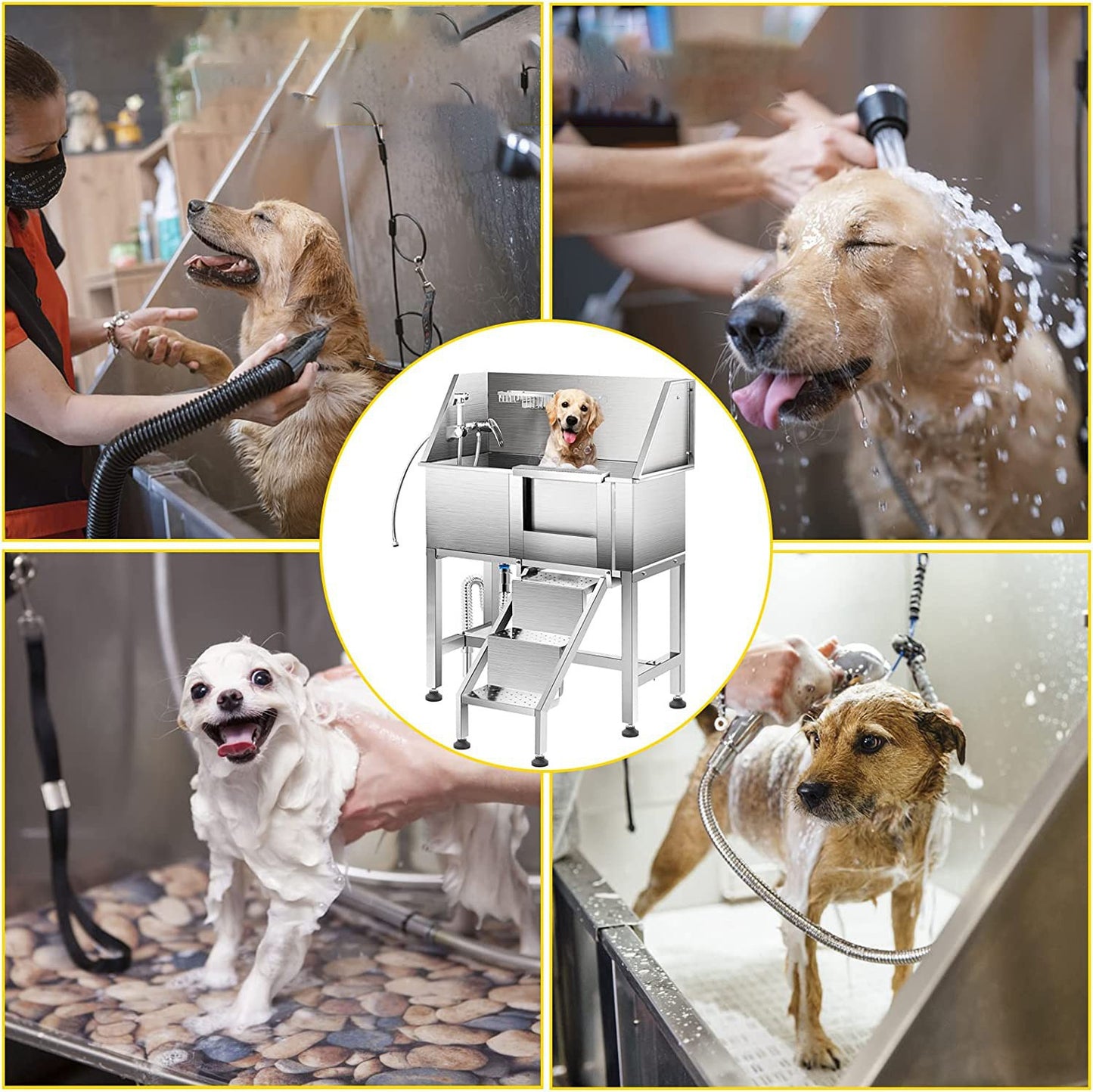 PG-0469   Pet grooming bathtub portable 38 inch stainless steel 304 pet wash station dog spa shower bath tub bathtub