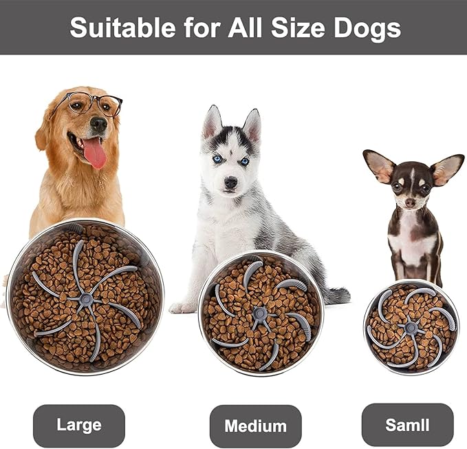 Slow Feeder Dog Bowls, Dog Slow Feeder Bowl, Slow Feeder, Cuttable Dog Slow Feeder with Suctions, Slow Eating Feeder Insert for Large and Medium Small Breed Dogs, Anti-gulping Dog Slow Feeder