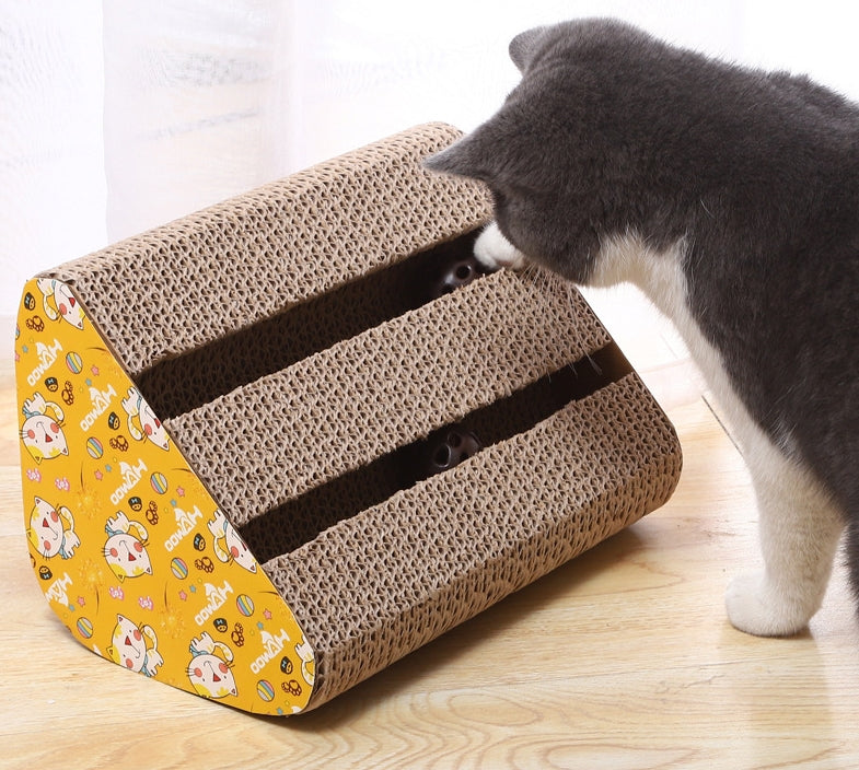 Triangle with Bell Cat Scratcher Cardboard Cat Scratch Pad with Premium Scratch Textures Design Durable Cat Scratching Pad Reversible 的副本