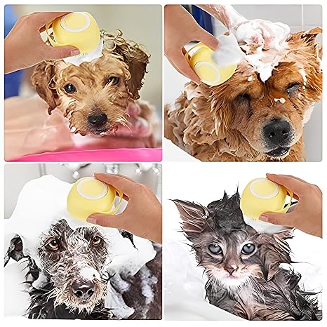 PG-0277 Escova de Banho para Cães e Gatos Pente de Borracha de Silicone Escova de Limpeza para Cachorros de Silicone Escova de Massagem para Peles de Cabelo Escova de Limpeza Dispensador de Shampoo Suave 