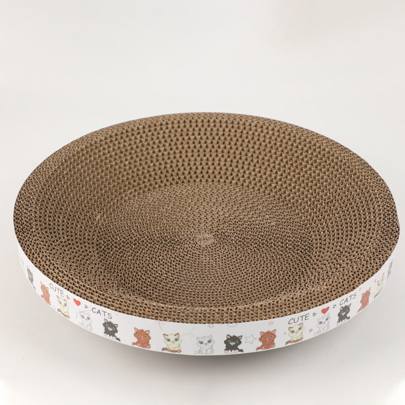 Round Cat Scratcher Cardboard Cat Scratch Pad with Premium Scratch Textures Design Durable Cat Scratching Pad Reversible