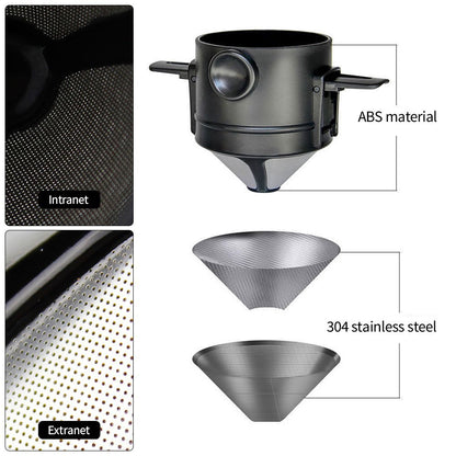 PG-0167 Despeje sobre o gotejador de café, aço inoxidável reutilizável despeje sobre filtros de café, filtro de café de acampamento fácil de limpar, cafeteira dobrável portátil, cafeteiras de viagem sem papel 