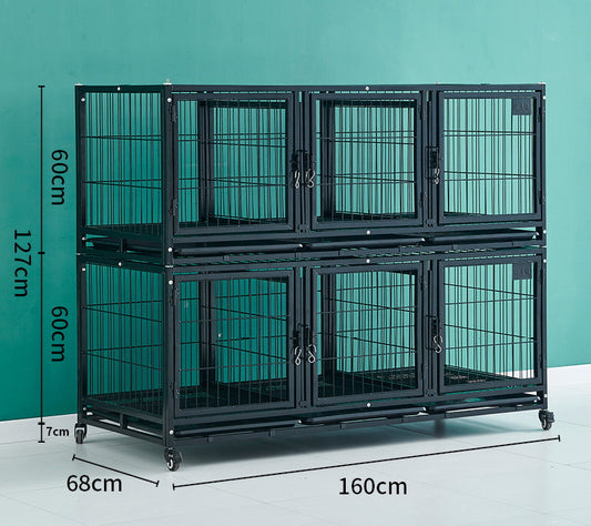 PG-0383   Double cages & six rooms Multifunction Pet boarding cage Hospital dog cage Breeding cage Show cage pet large, medium and small dogs Multi-layer dog cage isolation