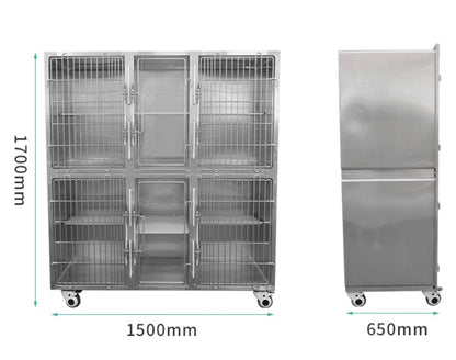 PG-0465 gaiola de adoção de loja de animais de estimação de aço inoxidável, isolamento de dupla camada, celeiro de reprodução, hospital, gaiola hospitalar de animais grandes e pequenos 