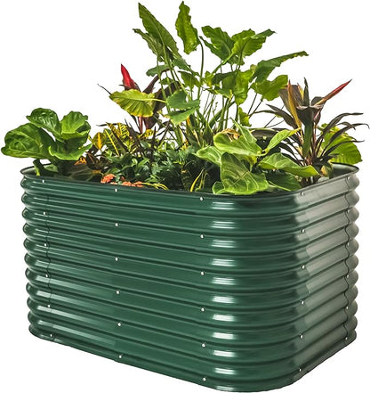 PG-0247   garden 32" 6 in 1 Extra Tall Raised Garden Bed Kits  Modular Raised Planter Box for Vegetables Flowers Fruits Oval Metal Raised Garden