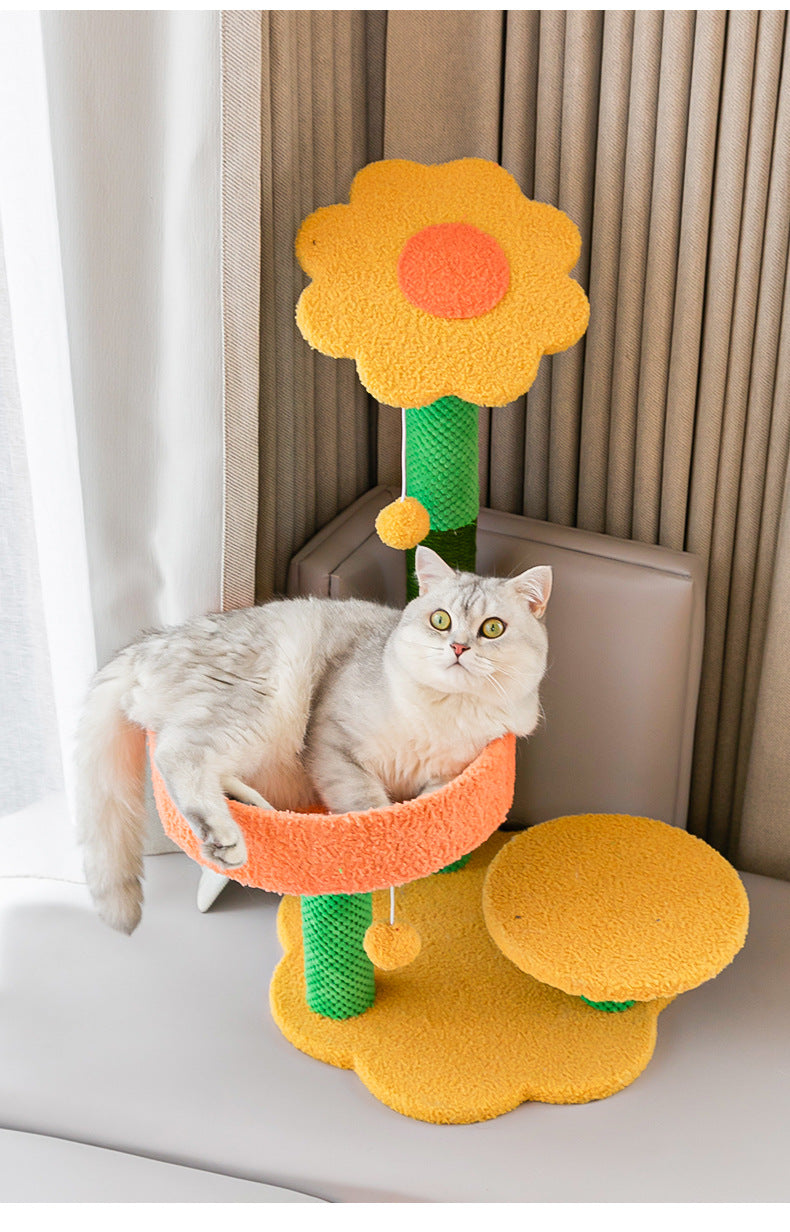 Warm nest flower cat climbing cat scratching post cat nest integrated rope cat shelf cat jump large cat cat toy cat tree