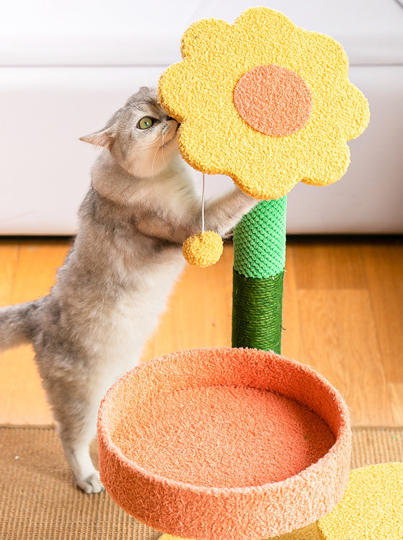 Warm nest flower cat climbing cat scratching post cat nest integrated rope cat shelf cat jump large cat cat toy cat tree