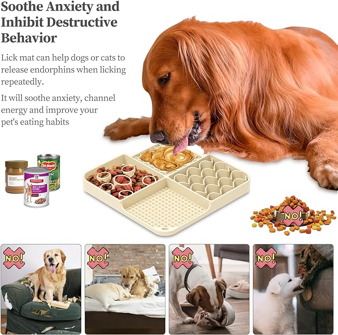 PG-0313   Lick Mat for Dog and Cat Slow Feeder Bowl Licking Pad with Suction Cups Heavy Duty Puzzle Food Treat for Dog Anxiety Relief Cat Boredom Reducer, Perfect for Bathing Grooming