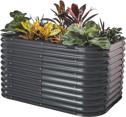 PG-0247 jardim 32 "6 em 1 Kits de cama de jardim elevada extra alta Caixa de plantador elevada modular para vegetais Flores Frutas Jardim elevado de metal oval 