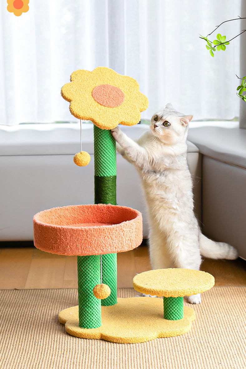 Warm nest flower cat climbing cat scratching post cat nest integrated rope cat shelf cat jump large cat cat toy cat tree