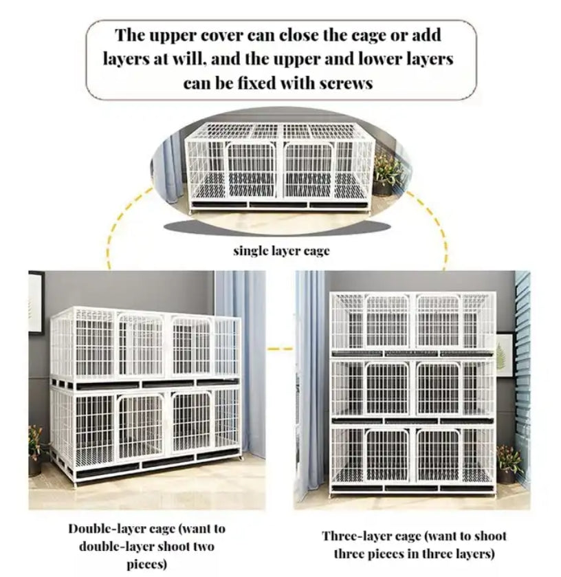 PG-0365 Gaiola de dois andares, canil e caixa de metal para cães pesados 