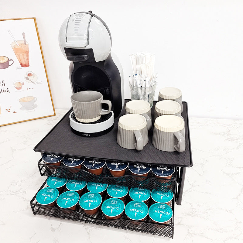 PG-0178  Coffee Pod Drawer, 72 Pod Capacity Rack Holder, Compatible with Dolce Gusto, 2-tier Coffee Pods Storage Organizer for Office Home Kitchen Counter