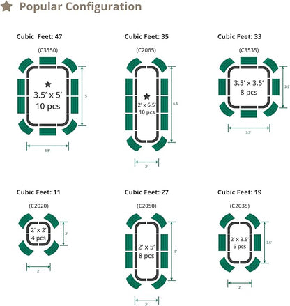 PG-0247 jardim 32 "6 em 1 Kits de cama de jardim elevada extra alta Caixa de plantador elevada modular para vegetais Flores Frutas Jardim elevado de metal oval 