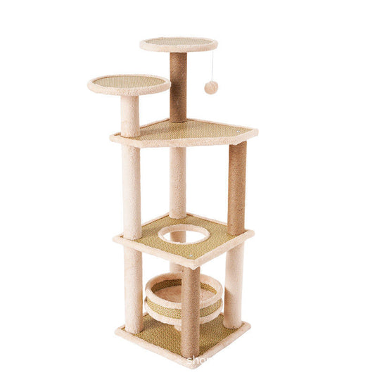 Rastreador para gatos no quinto andar com claraboia, torre alta de escalada moderna para jogos internos para gatos grandes e gatinhos 