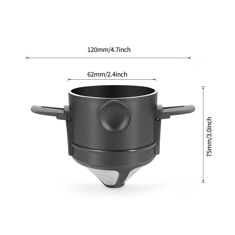 PG-0167 Despeje sobre o gotejador de café, aço inoxidável reutilizável despeje sobre filtros de café, filtro de café de acampamento fácil de limpar, cafeteira dobrável portátil, cafeteiras de viagem sem papel 