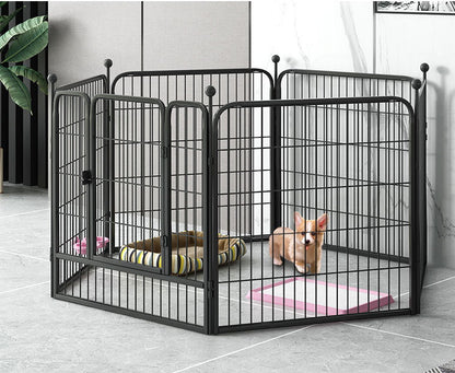 PG-0209 Cercadinho para cães interno e externo com 6 painéis, caneta para cães médios/pequenos, filhotes, gatos, metal resistente, cerca para cães, portátil, dobrável para trailer, acampamento, quintal 