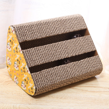 Triangle with Bell Cat Scratcher Cardboard Cat Scratch Pad with Premium Scratch Textures Design Durable Cat Scratching Pad Reversible 的副本