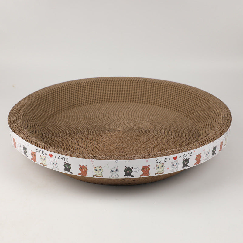 Round Cat Scratcher Cardboard Cat Scratch Pad with Premium Scratch Textures Design Durable Cat Scratching Pad Reversible