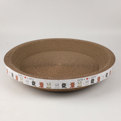 Round Cat Scratcher Cardboard Cat Scratch Pad with Premium Scratch Textures Design Durable Cat Scratching Pad Reversible