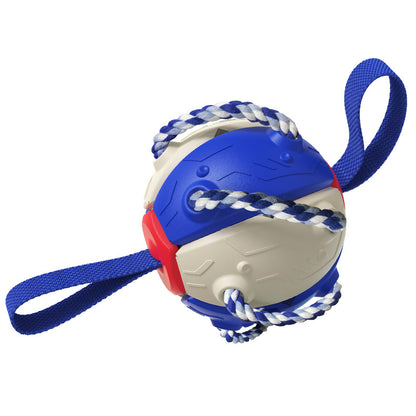 Dog Toys Soccer Ball with Straps, Puppy Birthday Gifts, Interactive for Tug of War, Durable Balls for Small & Medium Dogs