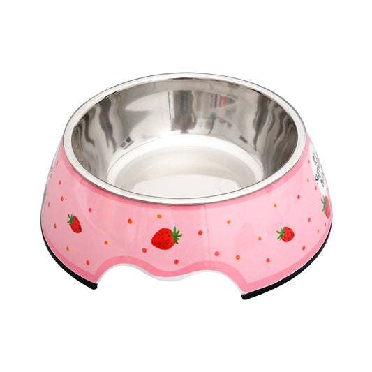 Melamine Plastic Strawberry Dog Food Bowl