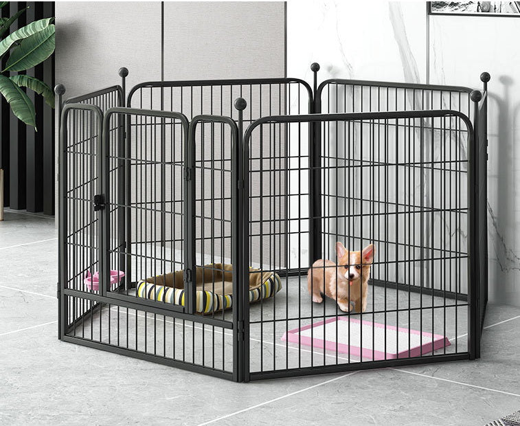 PG-0210 Cercadinho para cães interno e externo com 8 painéis, caneta para cães médios/pequenos, filhotes, gatos, metal resistente, cerca para cães, portátil, dobrável para trailer, acampamento, quintal 