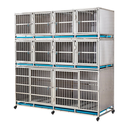 PG-0407 125 Duas camadas e quatro salas Veterinárias de aço inoxidável para canil para cães Equipamentos Gaiolas para animais 