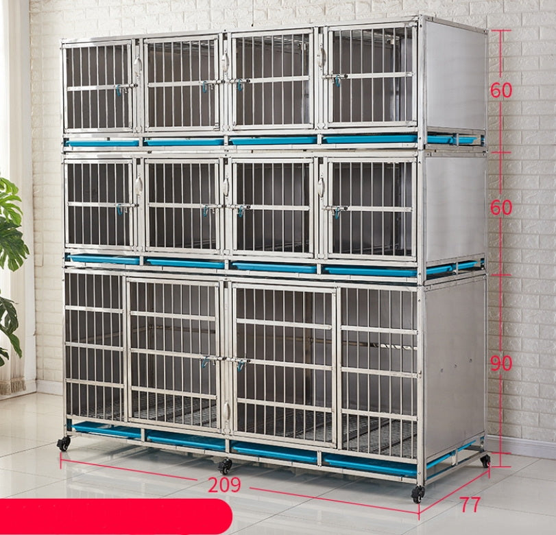 PG-0388   209 Three layers & Ten Rooms Veterinary Stainless Steel Dog Kennel Cages Equipment Animal Cages