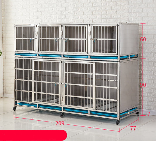 PG-0390   209 Two layers & six Rooms Veterinary Stainless Steel Dog Kennel Cages Equipment Animal Cages