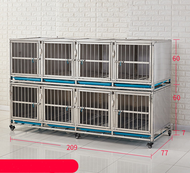 PG-0391   209 Two layers & Eight Rooms Veterinary Stainless Steel Dog Kennel Cages Equipment Animal Cages