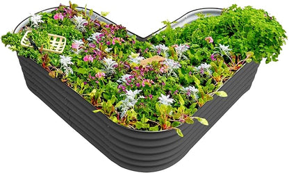 PG-0250  garden 17" Tall L-Shape Raised Garden Bed Metal Raised Planter Bed for Vegetables Flowers Ground Planter Box