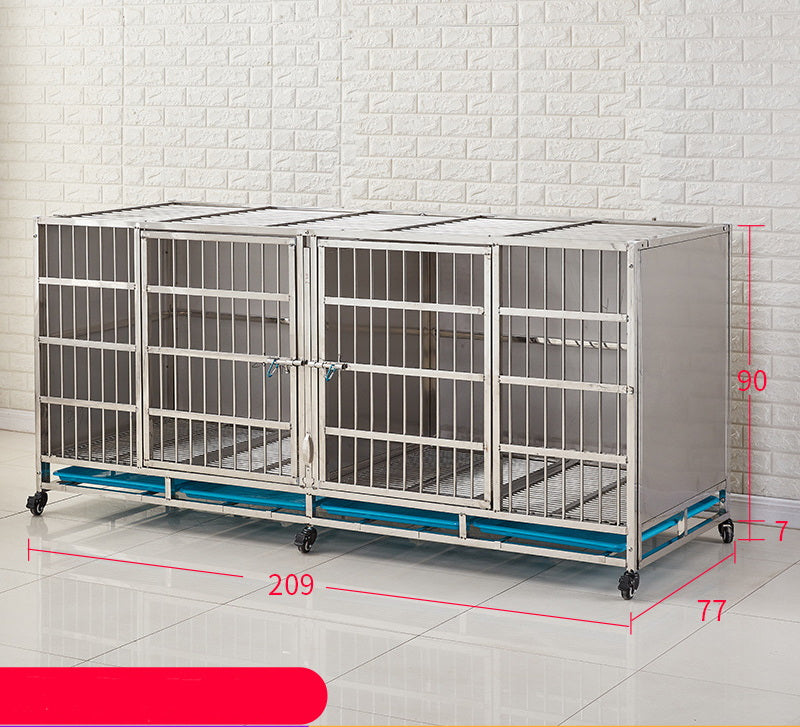 PG-0393   209 Single layer & Two Rooms Veterinary Stainless Steel Dog Kennel Cages Equipment Animal Cages