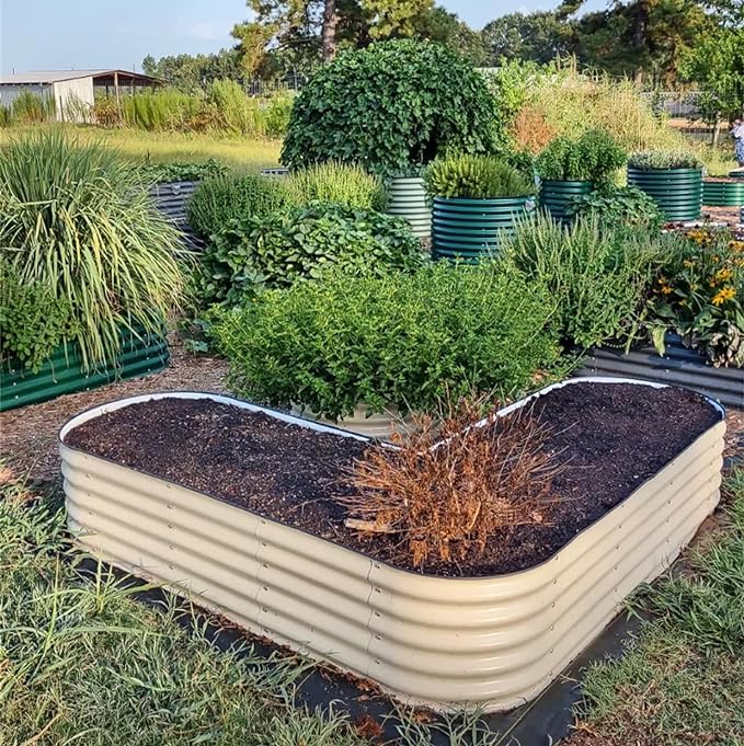 PG-0250  garden 17" Tall L-Shape Raised Garden Bed Metal Raised Planter Bed for Vegetables Flowers Ground Planter Box