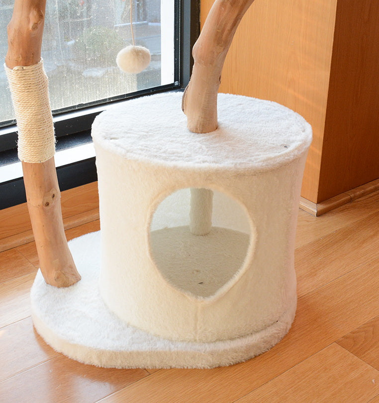 Solid wood Large cat integrated cat toy sisal cat scratching post cat tree Solid Wood Cat Condo for Large Cats, Flower Cat Tree with Scratching Post