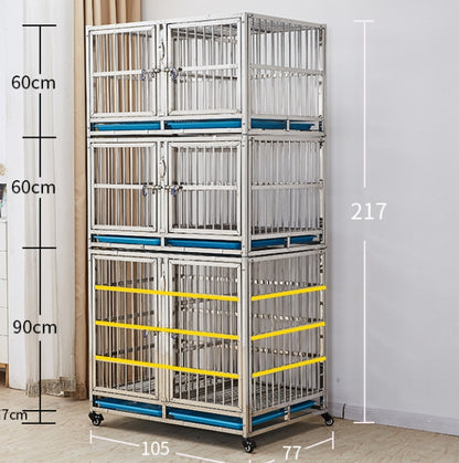 PG-0432   105  Three layers & Six Rooms Veterinary Stainless Steel Dog Kennel Cages Equipment Animal Cages